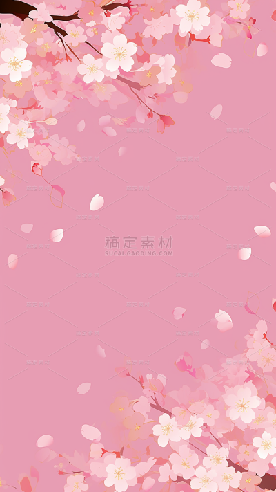 植物樱花插画花瓣背景场景图片素材