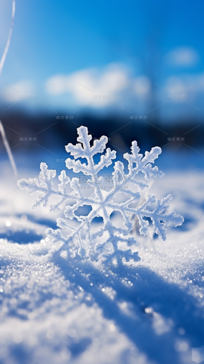 冬天冬季冬日雪景雪花特写