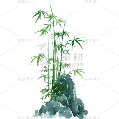 植物通用中国风插画竹子元素素材