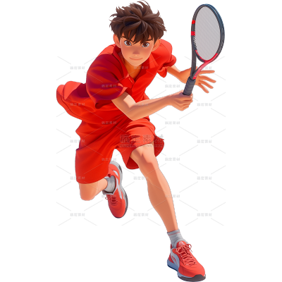 巴黎奥运会插画奥运人物贴纸元素-男子网球