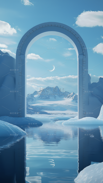 冬天虚拟自然雪山背景