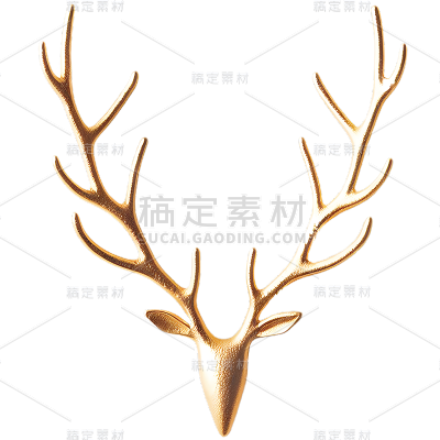 圣诞节平安夜3D立体金色麋鹿角圣诞装饰元素素材