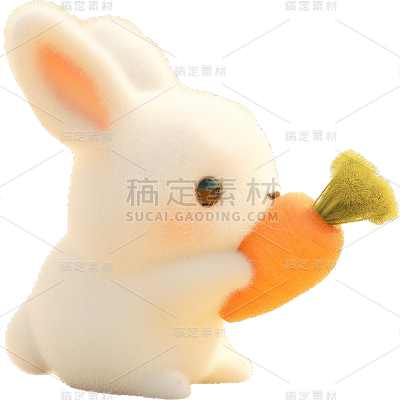 通用毛绒感3D兔子贴纸贴纸动物系列