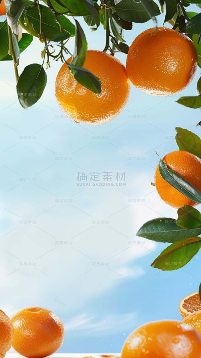 果蔬-通用- 写实多个橙子+干净写实背景