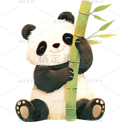 动物系列通用插画熊猫竹子贴纸