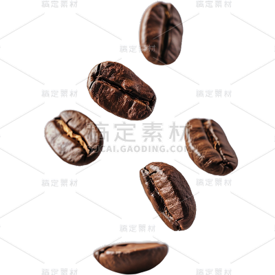 植物实景漂浮咖啡豆元素素材