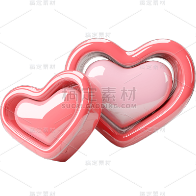 3D粉红色爱心静态贴纸