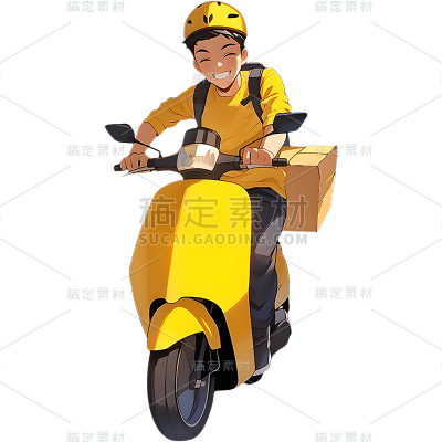 外卖员职业人物元素AI套系人物贴纸