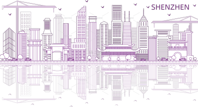 建筑系列插画风城市建筑线稿描边（td）