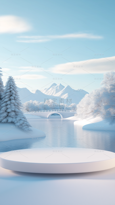 冬季节气通用合成雪山风光背景
