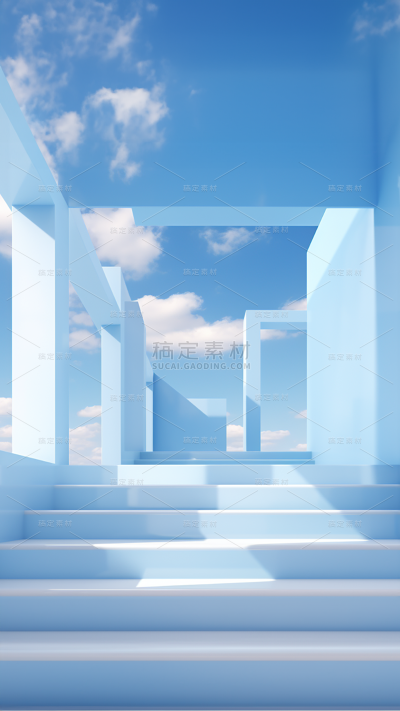 3D立体三维空间蓝色背景