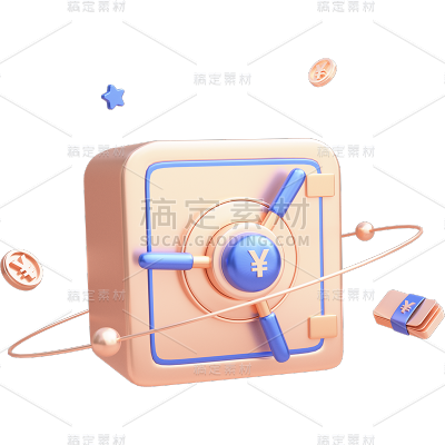 金融理财保险3D立体C4D金币组合元素