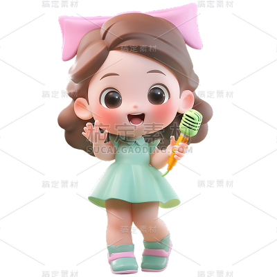 通用3D卡通感可爱小女孩儿童人物贴纸
