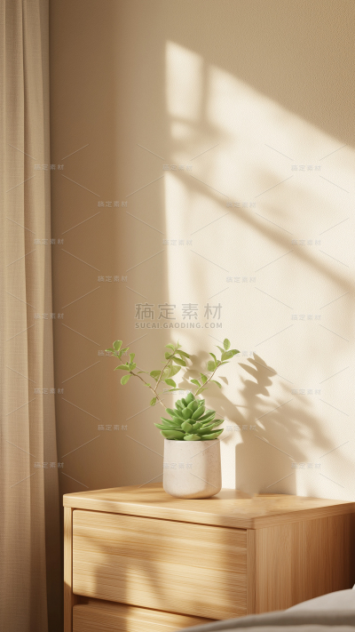 家居系列-写实卧室床头柜桌面背景