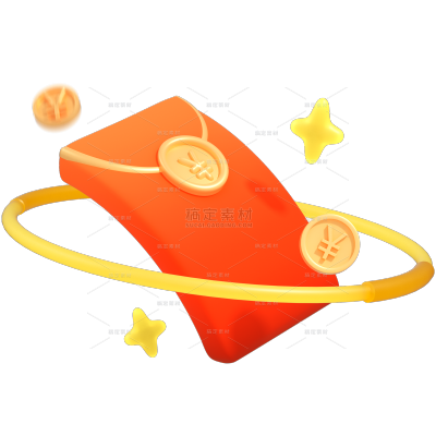 促销系列23D金币环绕红包元素金红