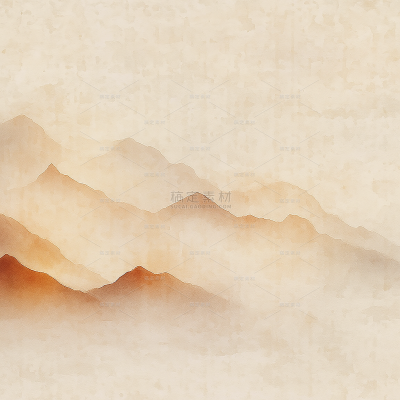 中国风系列晕染感渐变山水纸纹插画（td）