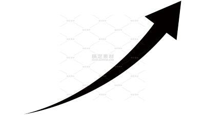 装饰系列黑色简约风向上弯曲箭头图标元素（td）