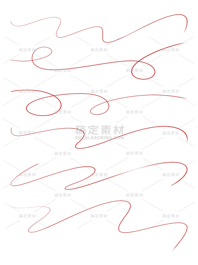 通用-红色不规则波浪虚线组合贴纸几何系列