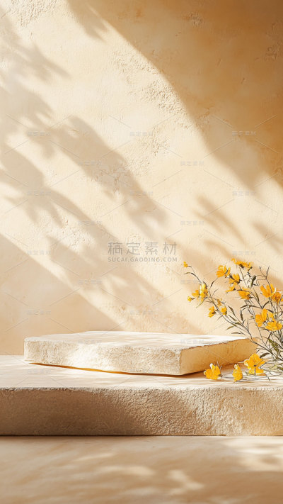 背景系列黄色光影感大理石展台