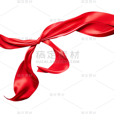 通用红色丝带彩带飘带装饰元素贴纸