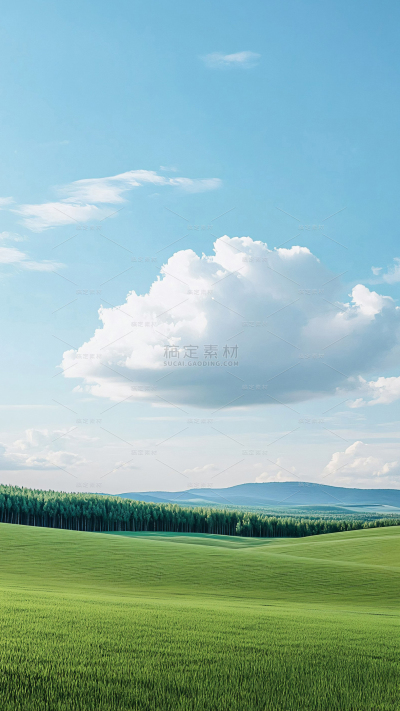 风光系列高清实景露天草坪蓝天白云户外背景