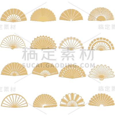 常规内容-中国风系列扇子组合元素