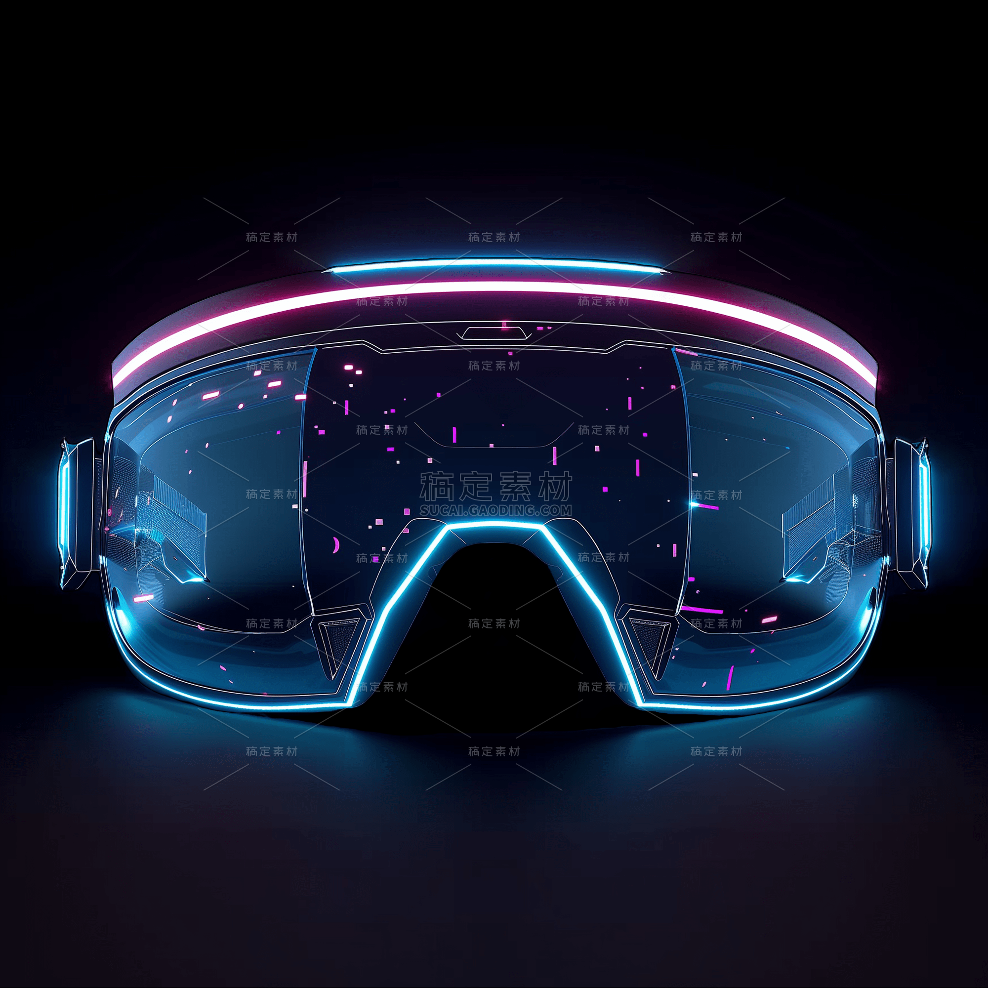 服饰系列插画风3D虚拟VR眼镜元素
