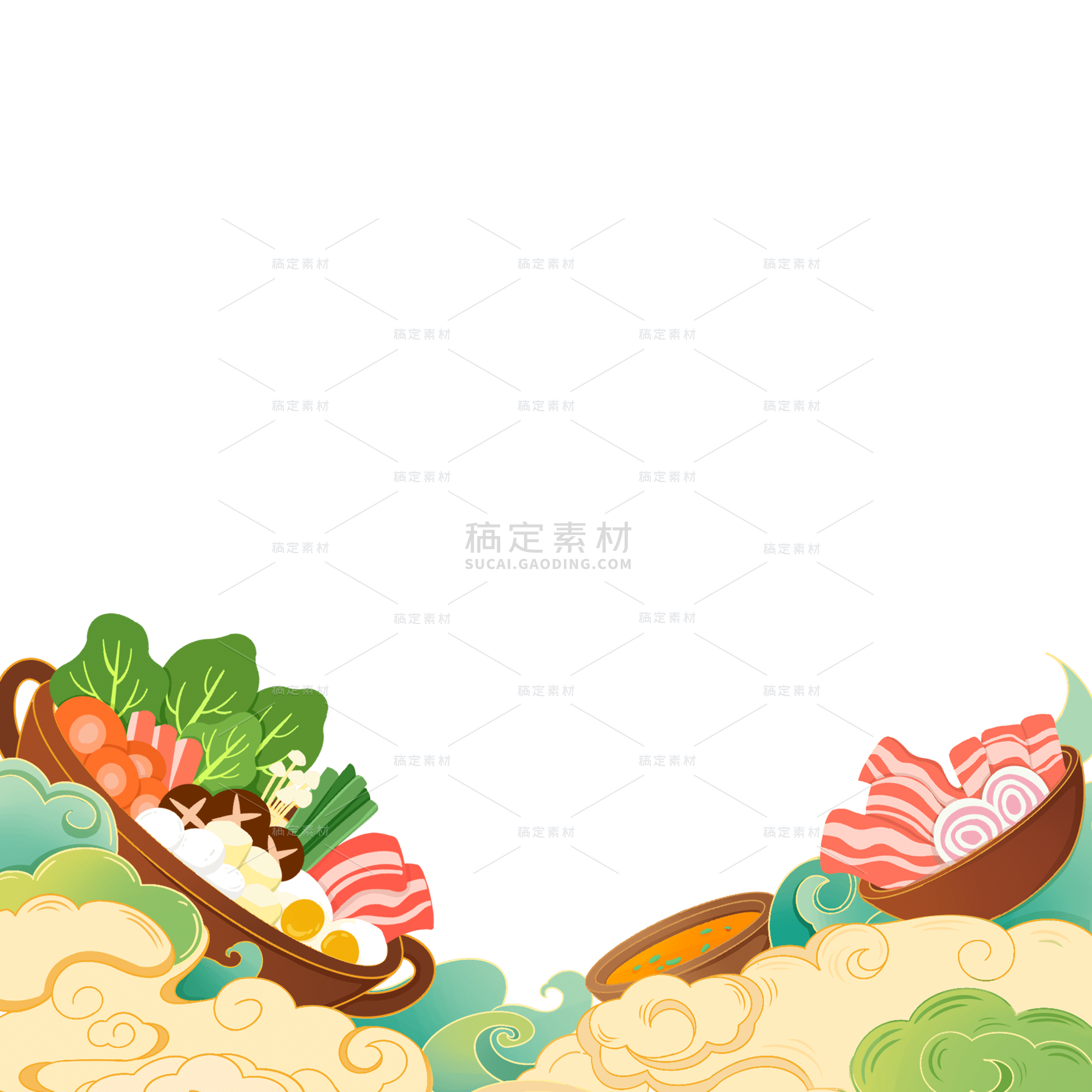 美食系列新国风手绘国潮美食