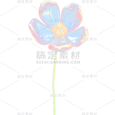 通用玻璃质感立体3D花朵花卉免抠元素