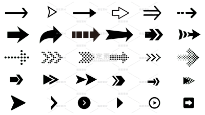 通用黑色矢量多种箭头图标元素