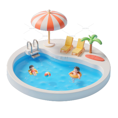 夏天软3D夏日游泳圈人物元素