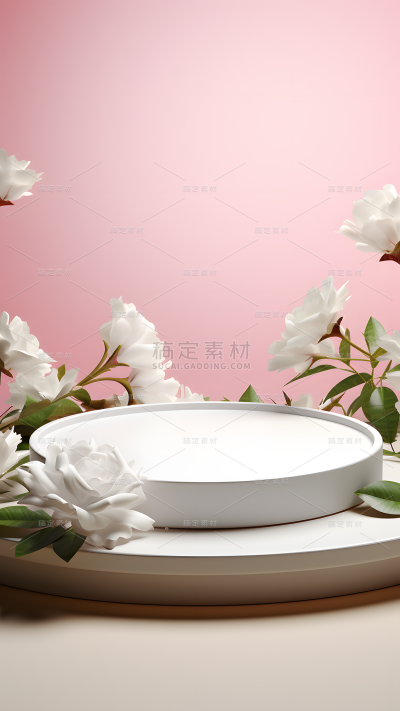 通用电商简约花卉展台场景背景
