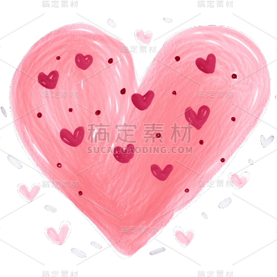 手绘风格粉红爱心静态贴纸