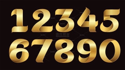 常规内容-艺术字系列金色数字0-9组合元素