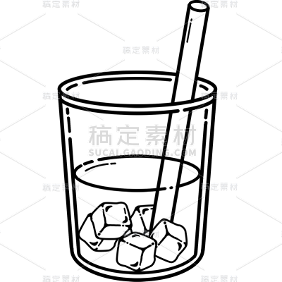 秋天通用物品手绘线描奶茶贴纸元素素材