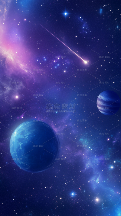 宇宙系列手绘太空流星+星球