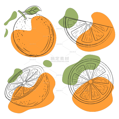 常规插画水果蔬菜切片组合元素素材