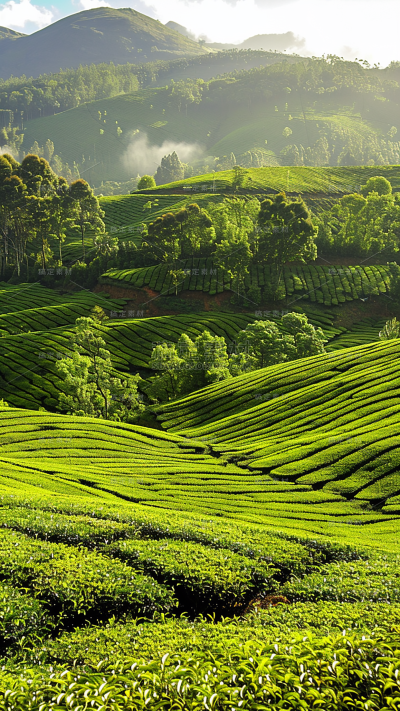 植物通用实景绿色茶园场景背景图片素材