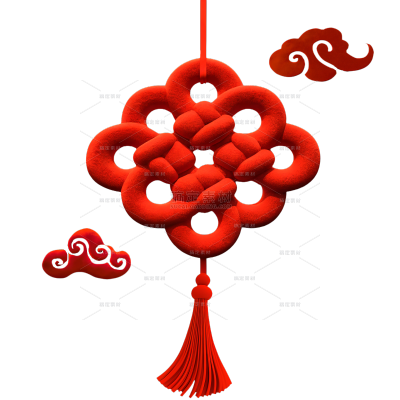 元旦3D立体材质感中国节元素
