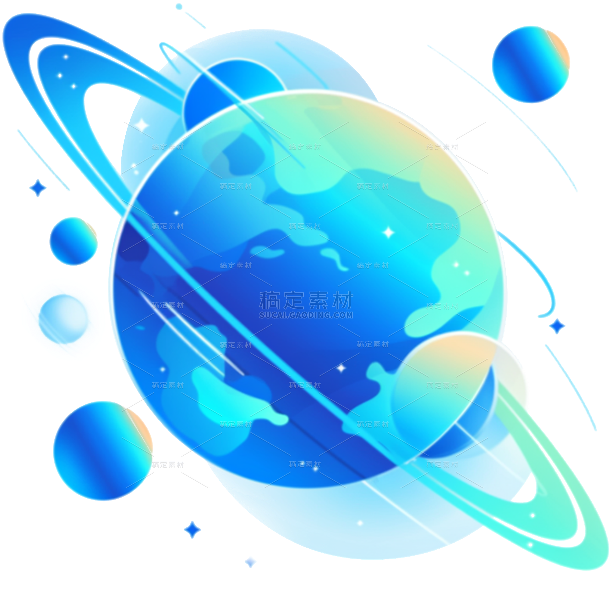 宇宙系列蓝色插画圆点星球