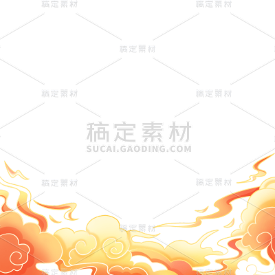 通用手绘插画中式祥云边框元素贴纸