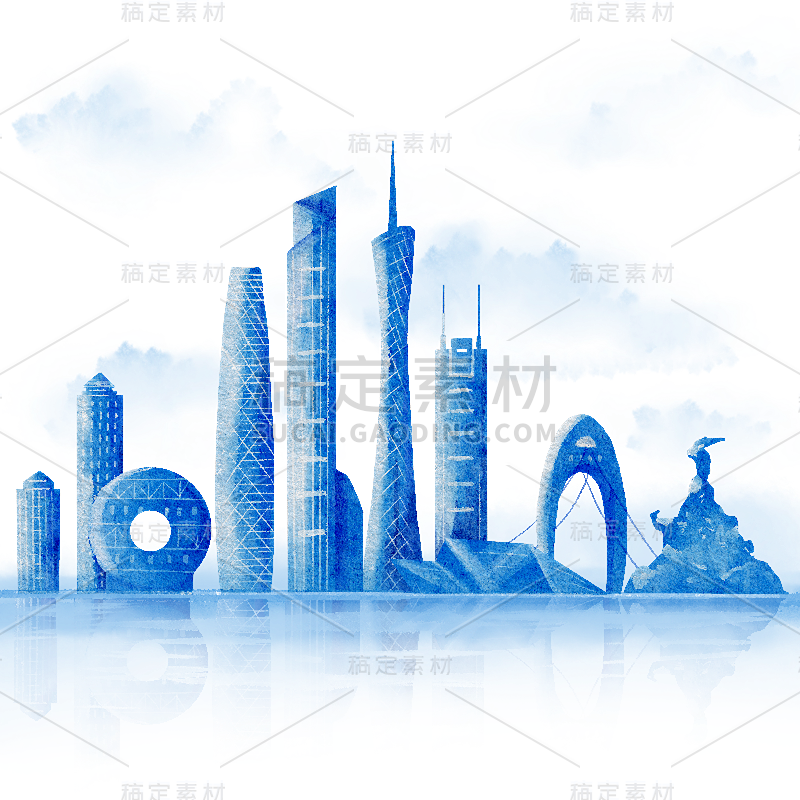 通用手绘矢量插画城市建筑免抠元素