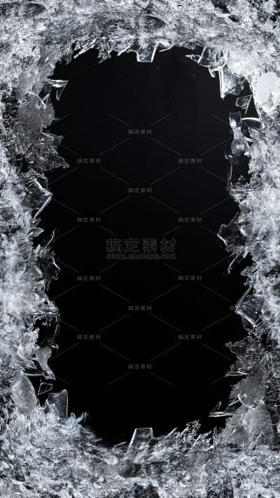 常规系列冰块边框黑色通用背景素材