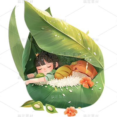 端午节通用插画粽子人物元素素材