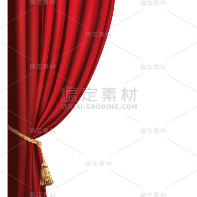 家居系列-通用-写实红色窗帘贴纸