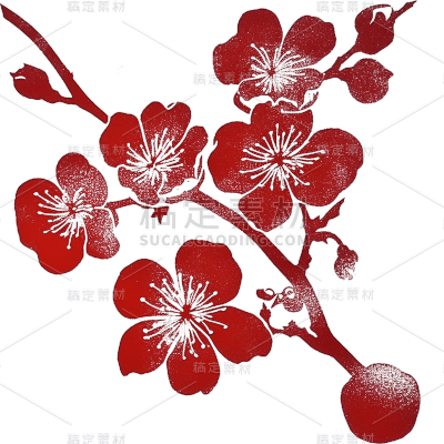 扁平红色梅花花朵