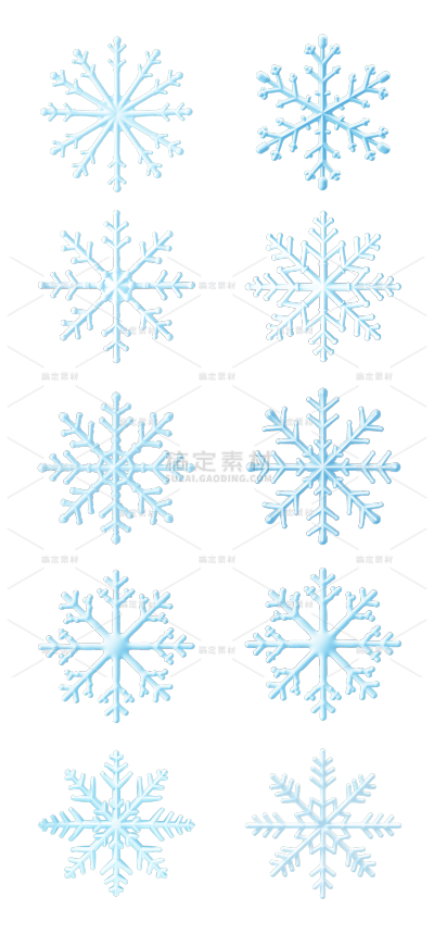 2309SC-素材组合-3D立体冬季雪花贴纸