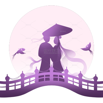 七夕情人节牛郎织女人物剪影
