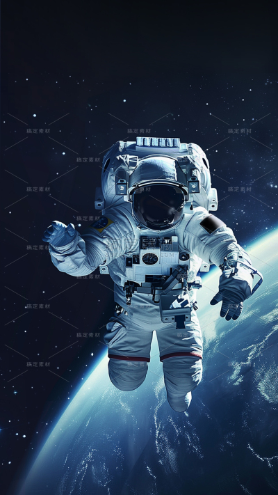 宇宙系列写实宇航员漂浮太空打招呼图片