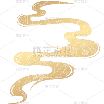 中国风通用金色带状纹理祥云元素素材